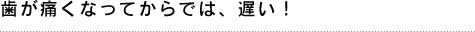 歯が痛くなってからでは、遅い！